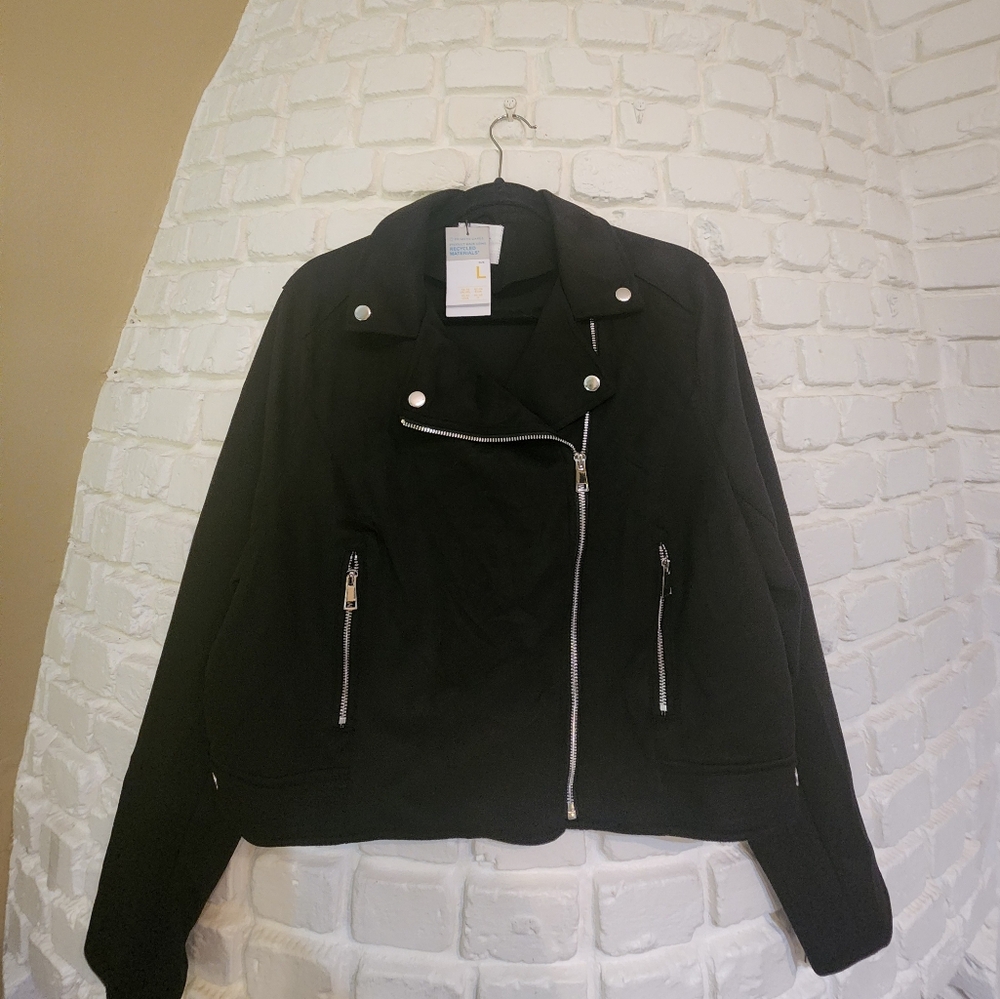 Primark NEW Black Women's Faux Suede Biker Jacket Sz L
